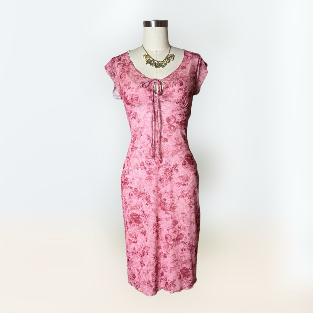 Y2K Rampage rose mesh midi dress size small